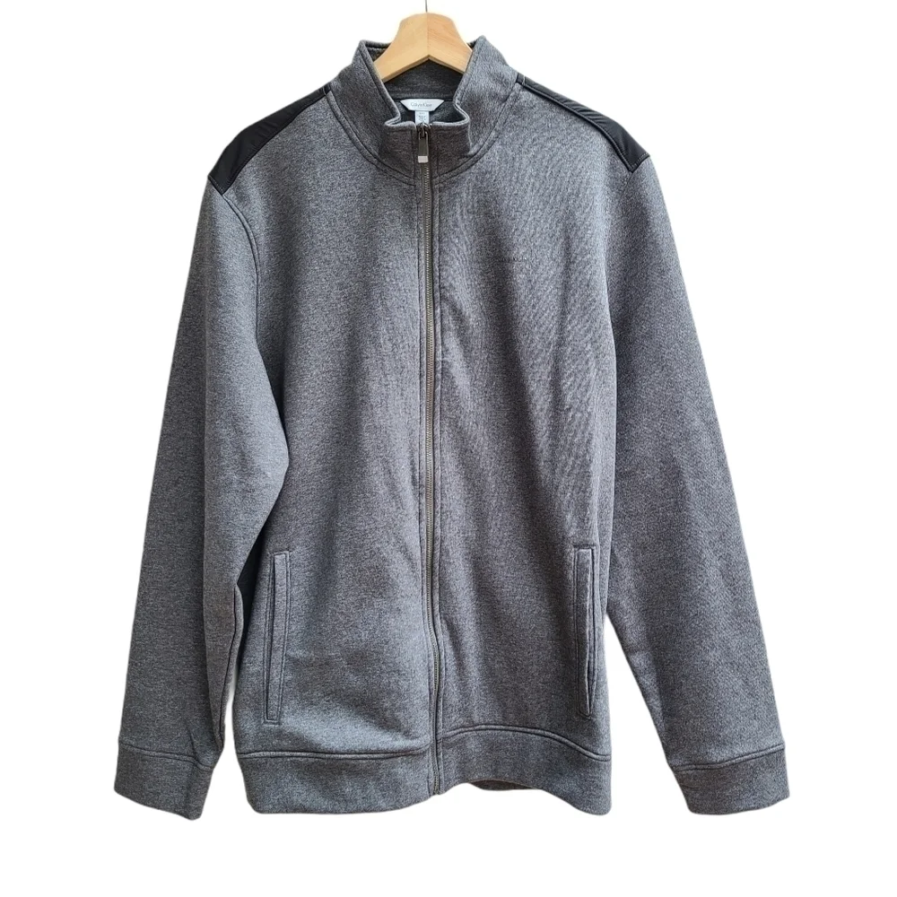 Calvin Klein Zipper Front Cotton Blend Sweatshirt Jacket, Size Large